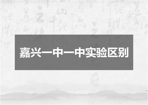 嘉兴一中一中实验区别