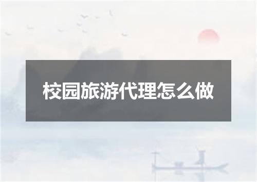 校园旅游代理怎么做