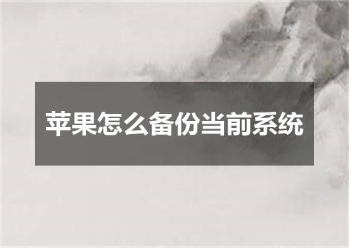 苹果怎么备份当前系统