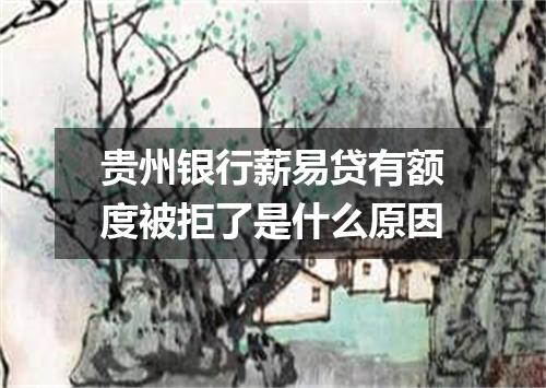 贵州银行薪易贷有额度被拒了是什么原因