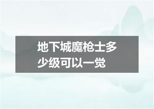 地下城魔枪士多少级可以一觉