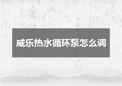 威乐热水循环泵怎么调