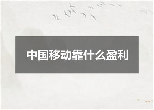 中国移动靠什么盈利