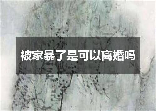 被家暴了是可以离婚吗