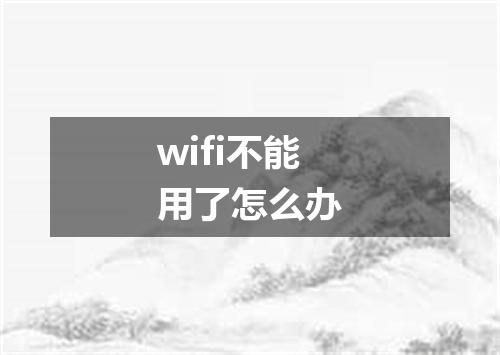 wifi不能用了怎么办