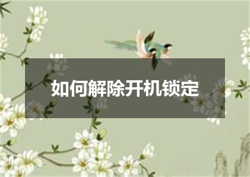如何解除开机锁定