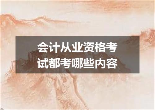 会计从业资格考试都考哪些内容