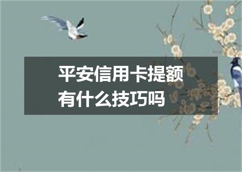 平安信用卡提额有什么技巧吗
