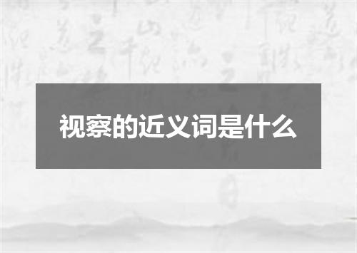 视察的近义词是什么