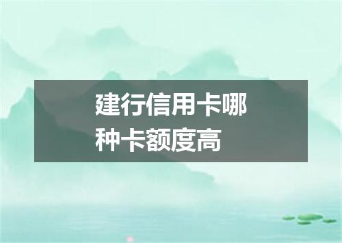 建行信用卡哪种卡额度高