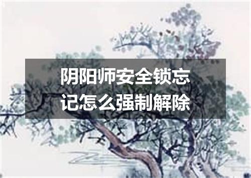 阴阳师安全锁忘记怎么强制解除