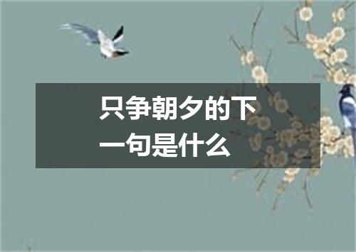 只争朝夕的下一句是什么