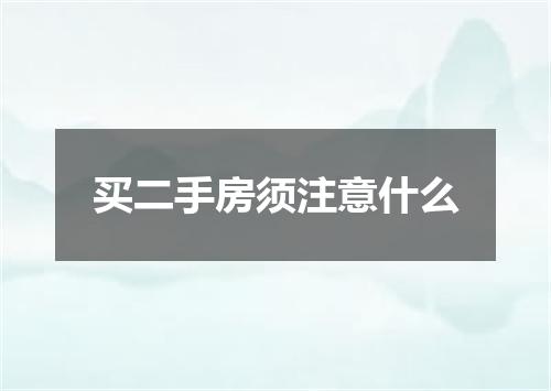 买二手房须注意什么