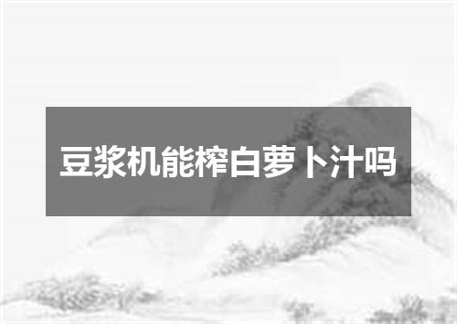 豆浆机能榨白萝卜汁吗