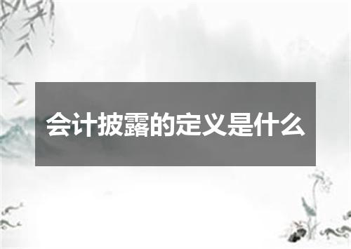 会计披露的定义是什么