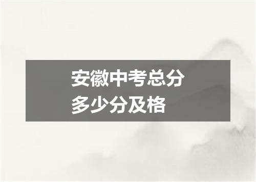 安徽中考总分多少分及格