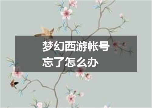 梦幻西游帐号忘了怎么办