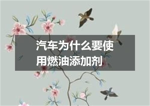 汽车为什么要使用燃油添加剂