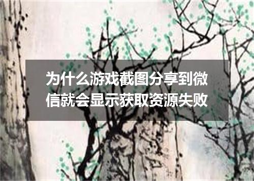 为什么游戏截图分享到微信就会显示获取资源失败
