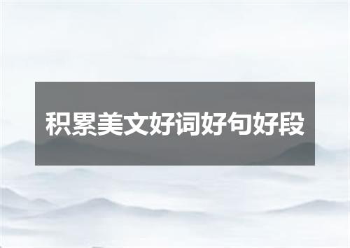 积累美文好词好句好段