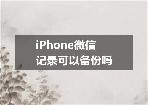 iPhone微信记录可以备份吗