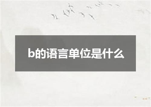 b的语言单位是什么
