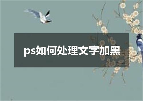 ps如何处理文字加黑