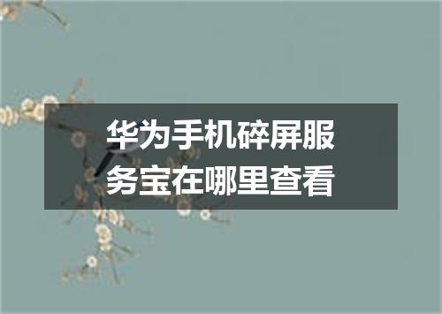 华为手机碎屏服务宝在哪里查看