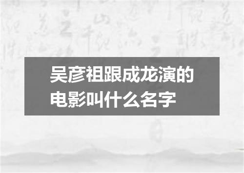 吴彦祖跟成龙演的电影叫什么名字