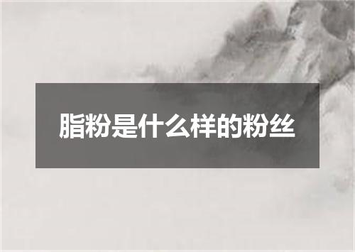 脂粉是什么样的粉丝