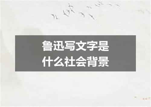 鲁迅写文字是什么社会背景