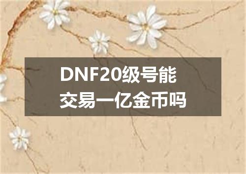 DNF20级号能交易一亿金币吗