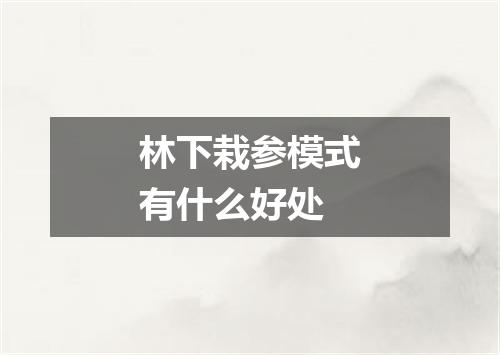 林下栽参模式有什么好处