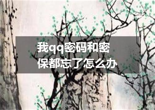我qq密码和密保都忘了怎么办