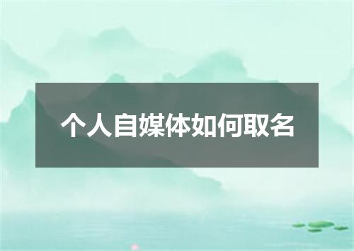 个人自媒体如何取名