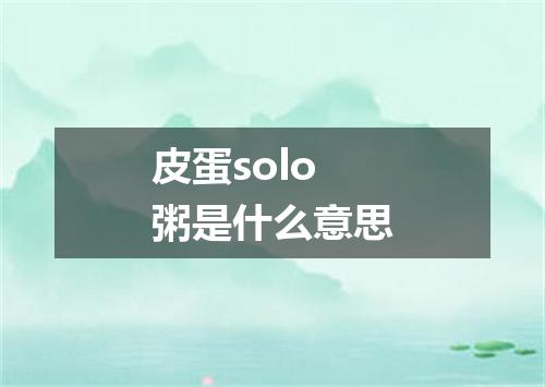皮蛋solo粥是什么意思