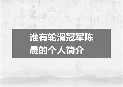 谁有轮滑冠军陈晨的个人简介