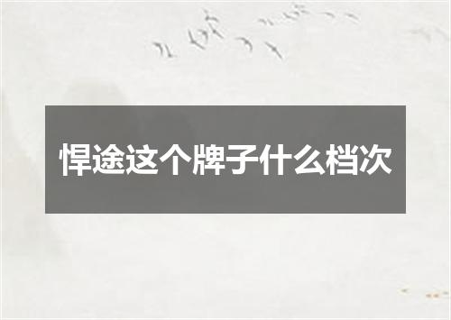 悍途这个牌子什么档次