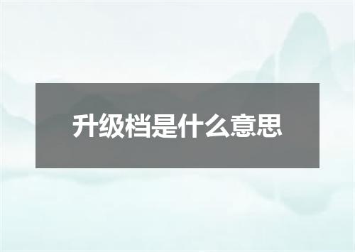 升级档是什么意思