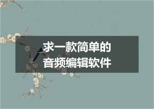 求一款简单的音频编辑软件