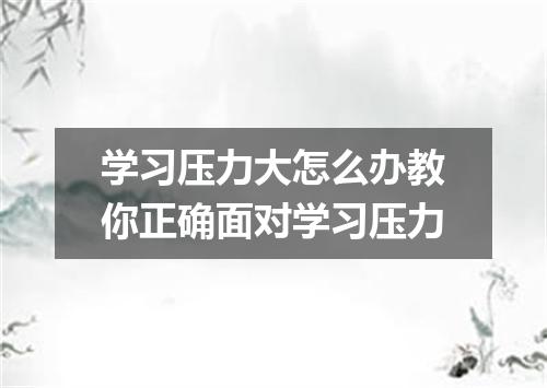 学习压力大怎么办教你正确面对学习压力