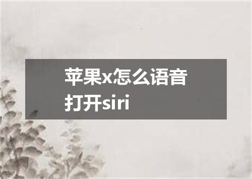 苹果x怎么语音打开siri