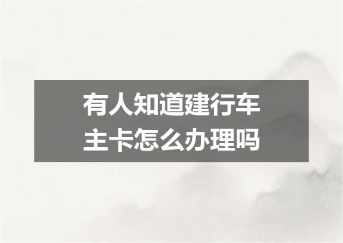 有人知道建行车主卡怎么办理吗