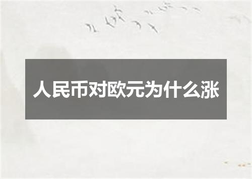 人民币对欧元为什么涨