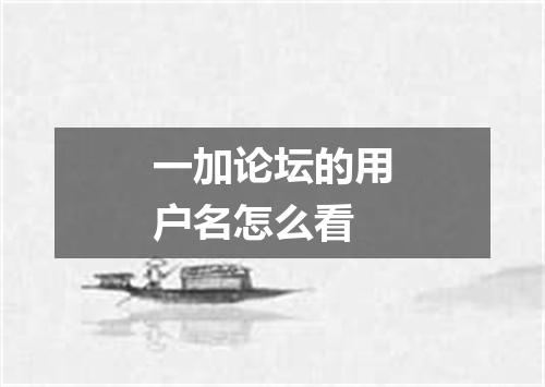一加论坛的用户名怎么看