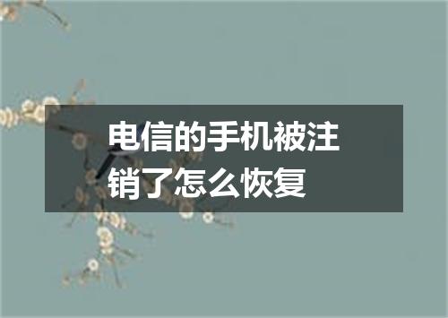 电信的手机被注销了怎么恢复