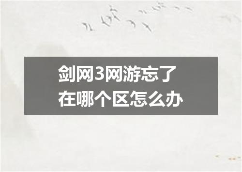 剑网3网游忘了在哪个区怎么办