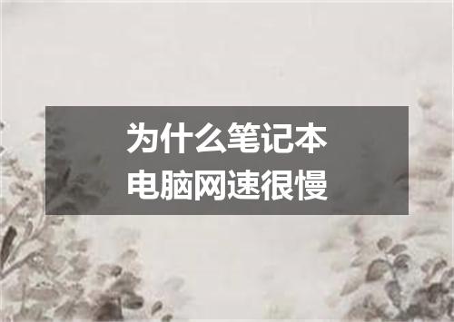 为什么笔记本电脑网速很慢