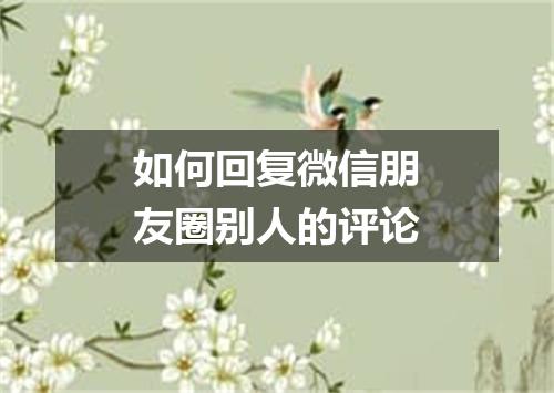 如何回复微信朋友圈别人的评论