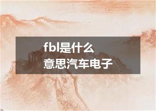 fbl是什么意思汽车电子